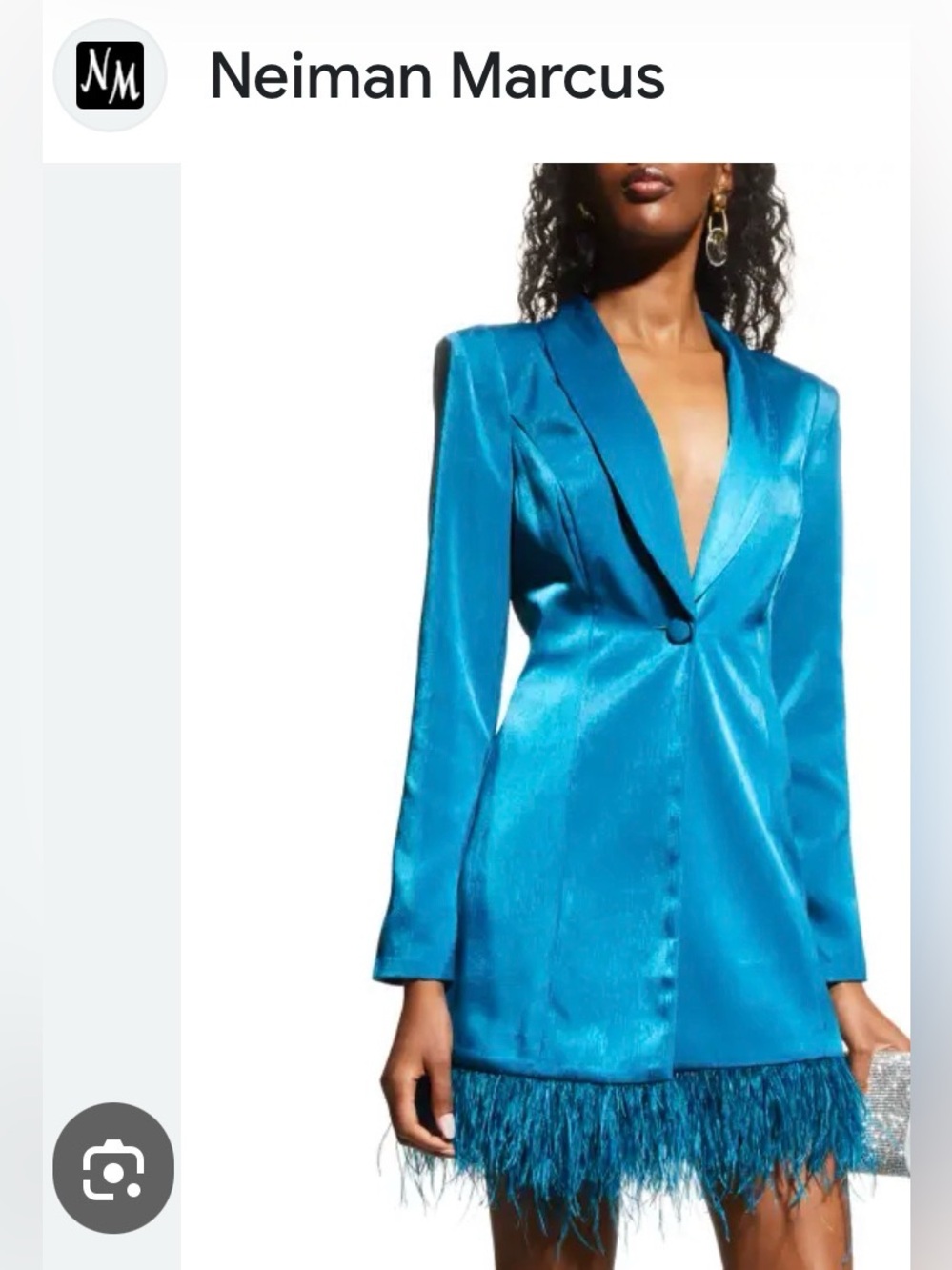 Aidan Mattox Feather Hem Blazer/Tuxedo Dress Teal Blue Tagged Sz 18 Fits Sz 14